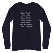 Load image into Gallery viewer, Logical, Plausible, Probable Unisex Long Sleeve Tee
