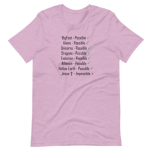 Load image into Gallery viewer, Logical. Plausible. Probable. Short-Sleeve Unisex T-Shirt