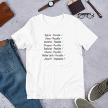 Load image into Gallery viewer, Logical. Plausible. Probable. Short-Sleeve Unisex T-Shirt