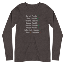 Load image into Gallery viewer, Logical, Plausible, Probable Unisex Long Sleeve Tee
