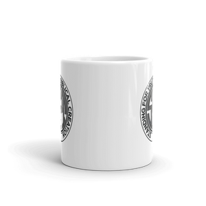 Standing for Truth Emblem White glossy mug