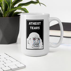 Atheist Tears White glossy mug